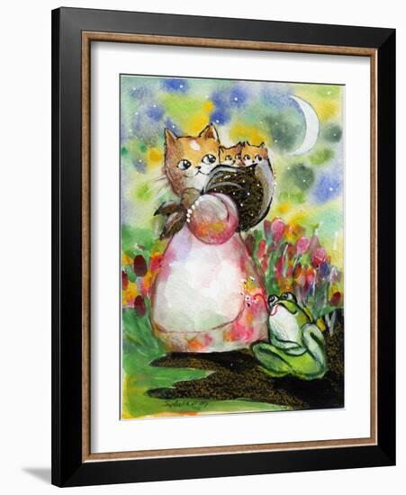 Yellow Tabby Cat Kittens BullFrog-sylvia pimental-Framed Art Print