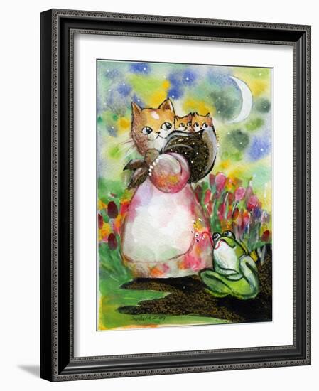 Yellow Tabby Cat Kittens BullFrog-sylvia pimental-Framed Art Print