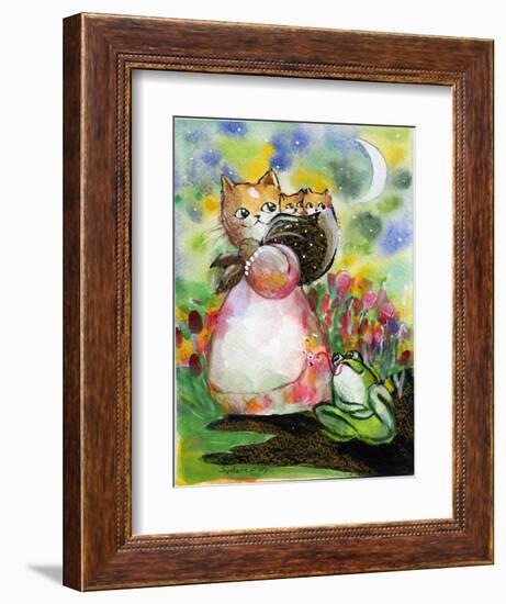 Yellow Tabby Cat Kittens BullFrog-sylvia pimental-Framed Art Print