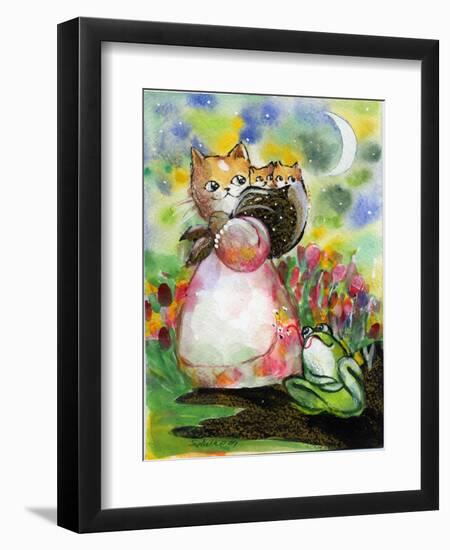 Yellow Tabby Cat Kittens BullFrog-sylvia pimental-Framed Art Print