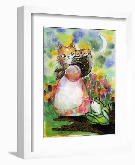 Yellow Tabby Cat Kittens BullFrog-sylvia pimental-Framed Art Print