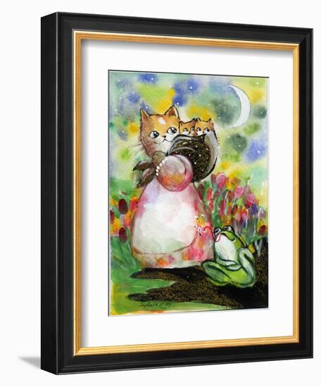 Yellow Tabby Cat Kittens BullFrog-sylvia pimental-Framed Art Print