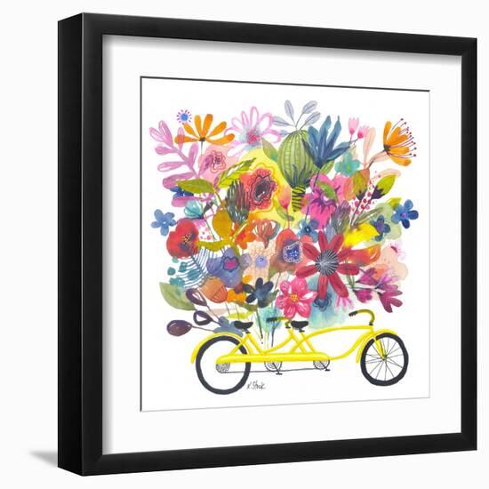 Yellow Tandem Bicycle Bouquet-Kerstin Stock-Framed Art Print