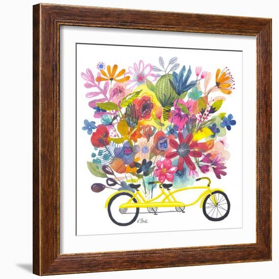 Yellow Tandem Bicycle Bouquet-Kerstin Stock-Framed Premium Giclee Print