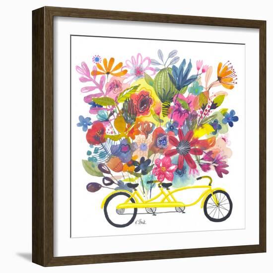 Yellow Tandem Bicycle Bouquet-Kerstin Stock-Framed Art Print