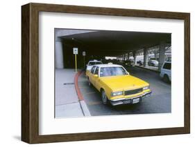 Yellow taxi cab at airport-null-Framed Photographic Print