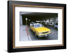 Yellow taxi cab at airport-null-Framed Photographic Print