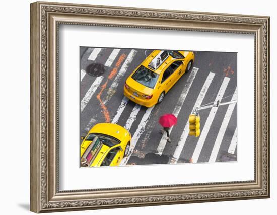 Yellow Taxi Cabs and Crossing, Overhead View, New York, Manhattan, New York, USA-Peter Adams-Framed Photographic Print