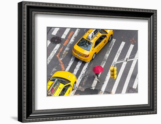 Yellow Taxi Cabs and Crossing, Overhead View, New York, Manhattan, New York, USA-Peter Adams-Framed Photographic Print