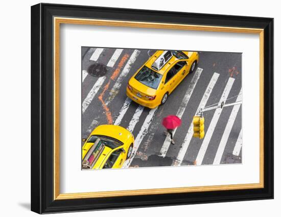 Yellow Taxi Cabs and Crossing, Overhead View, New York, Manhattan, New York, USA-Peter Adams-Framed Photographic Print