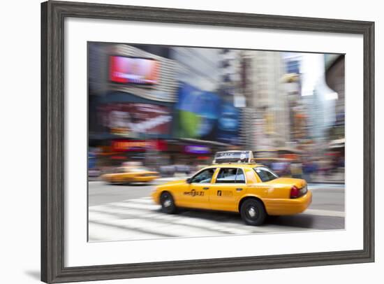 Yellow Taxi Cabs, Just Off Times Square, Manhattan, New York-Peter Adams-Framed Photographic Print