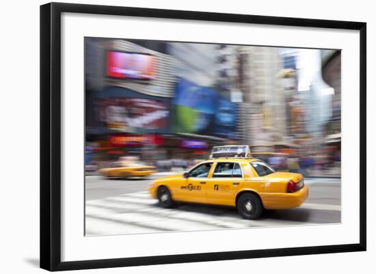 Yellow Taxi Cabs, Just Off Times Square, Manhattan, New York-Peter Adams-Framed Photographic Print