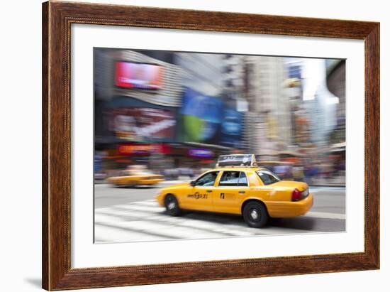 Yellow Taxi Cabs, Just Off Times Square, Manhattan, New York-Peter Adams-Framed Photographic Print