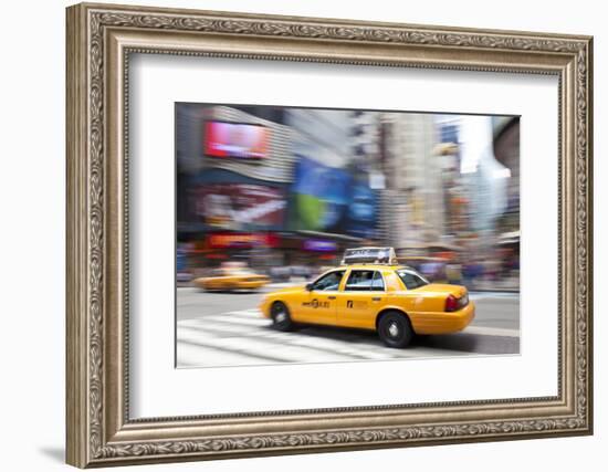 Yellow Taxi Cabs, Just Off Times Square, Manhattan, New York-Peter Adams-Framed Photographic Print