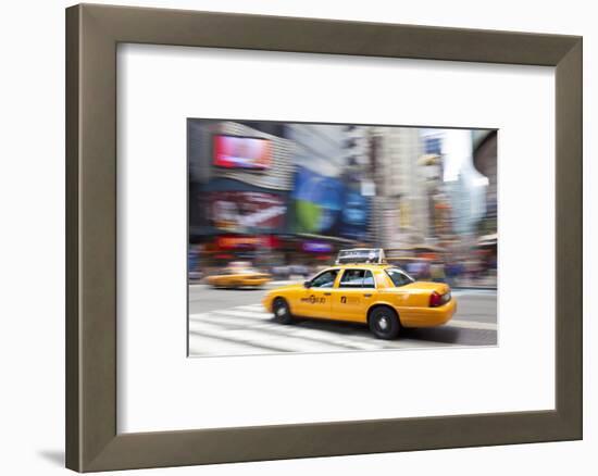 Yellow Taxi Cabs, Just Off Times Square, Manhattan, New York-Peter Adams-Framed Photographic Print