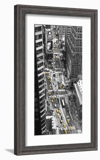 Yellow taxi in Times Square, NYC-Michel Setboun-Framed Art Print