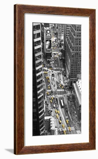 Yellow taxi in Times Square, NYC-Michel Setboun-Framed Art Print