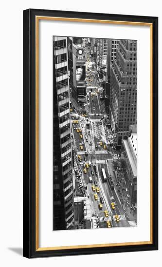 Yellow taxi in Times Square, NYC-Michel Setboun-Framed Art Print