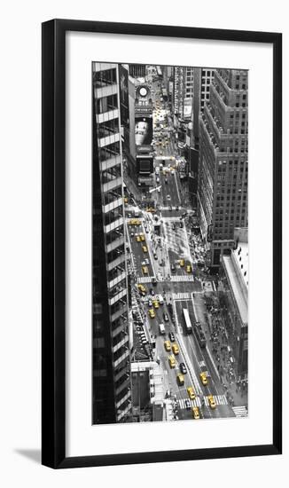 Yellow taxi in Times Square, NYC-Michel Setboun-Framed Art Print