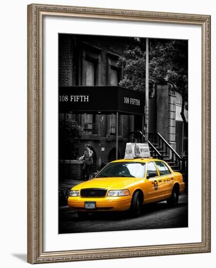 Yellow Taxis, 108 Fifth Avenue, Flatiron, Manhattan, New York City, Black and White Photography-Philippe Hugonnard-Framed Photographic Print