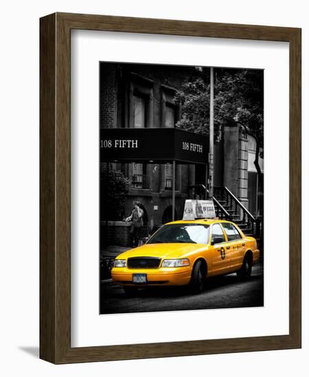 Yellow Taxis, 108 Fifth Avenue, Flatiron, Manhattan, New York City, Black and White Photography-Philippe Hugonnard-Framed Photographic Print