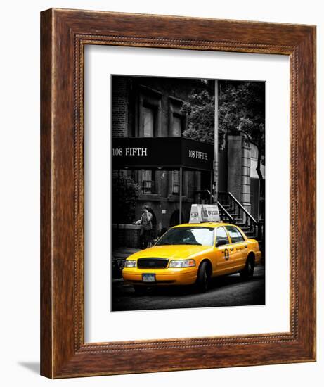 Yellow Taxis, 108 Fifth Avenue, Flatiron, Manhattan, New York City, Black and White Photography-Philippe Hugonnard-Framed Photographic Print