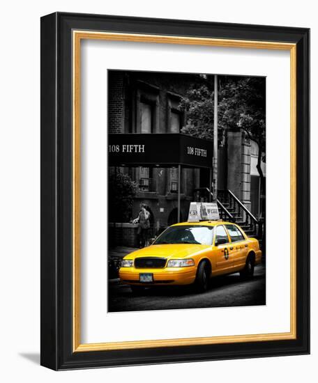 Yellow Taxis, 108 Fifth Avenue, Flatiron, Manhattan, New York City, Black and White Photography-Philippe Hugonnard-Framed Photographic Print