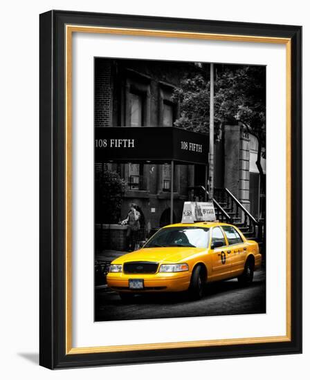 Yellow Taxis, 108 Fifth Avenue, Flatiron, Manhattan, New York City, Black and White Photography-Philippe Hugonnard-Framed Photographic Print