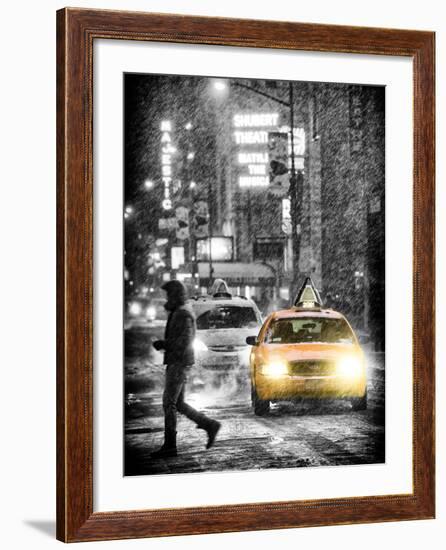 Yellow Taxis at Times Square during a Snowstorm by Night-Philippe Hugonnard-Framed Photographic Print