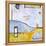 Yellow telephone booth-Hyunah Kim-Framed Stretched Canvas