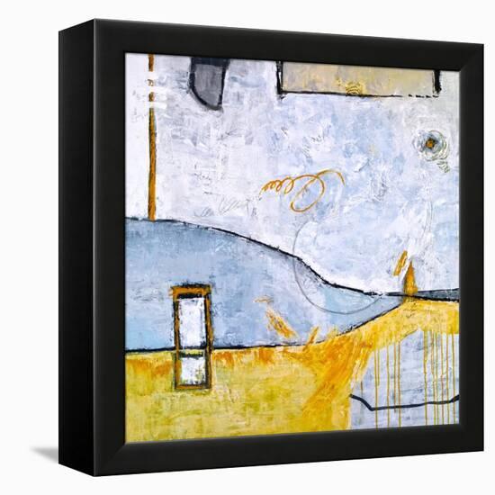 Yellow telephone booth-Hyunah Kim-Framed Stretched Canvas