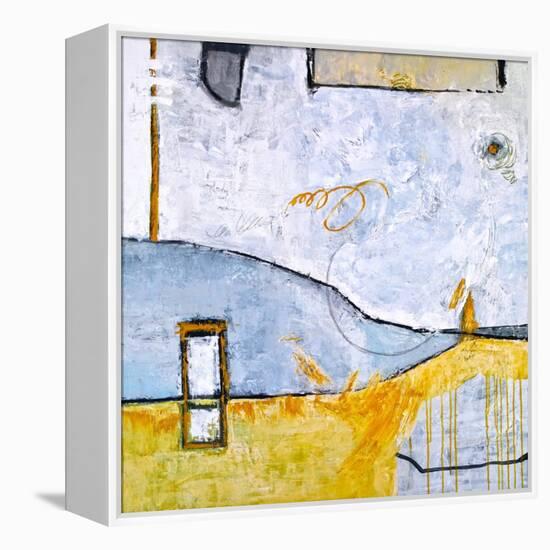 Yellow telephone booth-Hyunah Kim-Framed Stretched Canvas