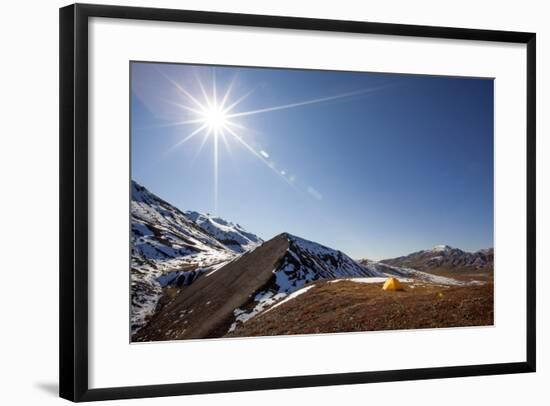 Yellow Tent And Sunstar-Lindsay Daniels-Framed Photographic Print