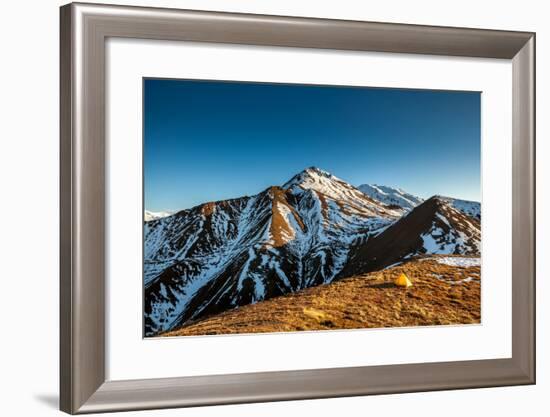 Yellow Tent High In The Mountains Of The Alaskan Range-Lindsay Daniels-Framed Photographic Print
