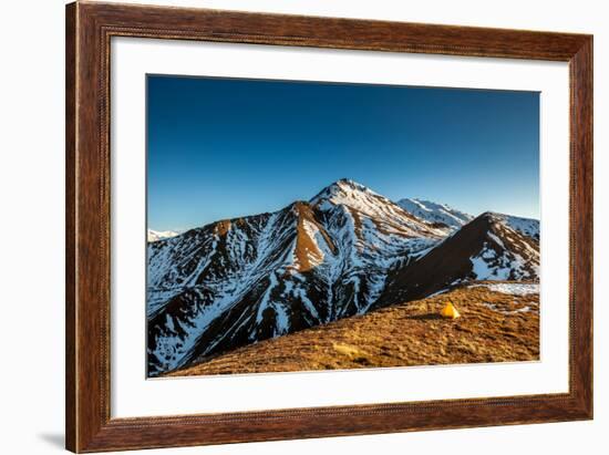 Yellow Tent High In The Mountains Of The Alaskan Range-Lindsay Daniels-Framed Photographic Print