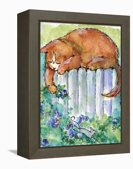 Yellow Tiger Tabby Cat with Mouse-sylvia pimental-Framed Stretched Canvas