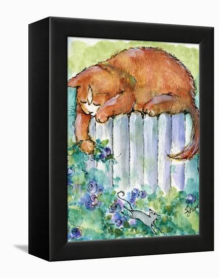 Yellow Tiger Tabby Cat with Mouse-sylvia pimental-Framed Stretched Canvas