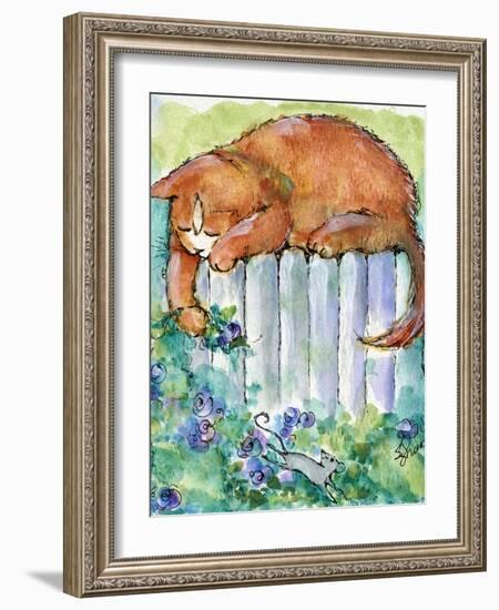 Yellow Tiger Tabby Cat with Mouse-sylvia pimental-Framed Art Print