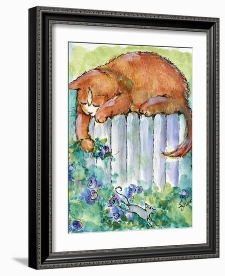 Yellow Tiger Tabby Cat with Mouse-sylvia pimental-Framed Art Print