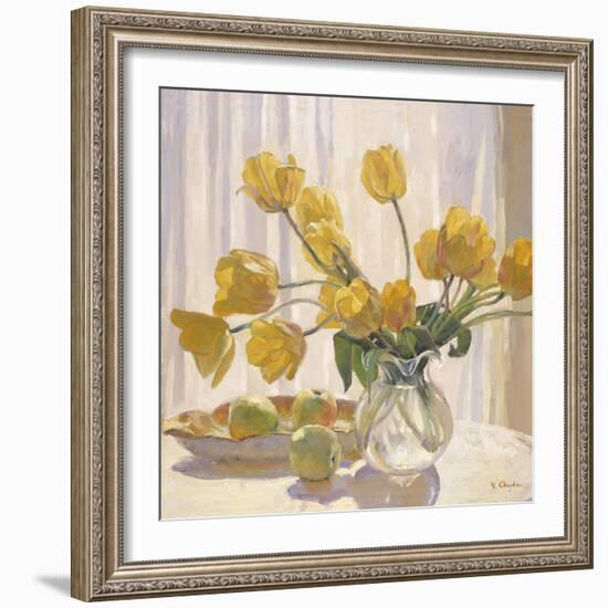 Yellow Tulips and Apples-Valeriy Chuikov-Framed Giclee Print