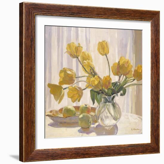 Yellow Tulips and Apples-Valeriy Chuikov-Framed Giclee Print