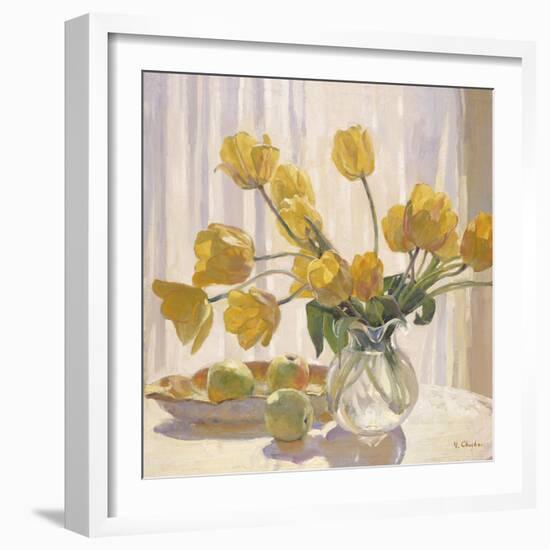 Yellow Tulips and Apples-Valeriy Chuikov-Framed Giclee Print