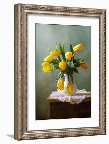 Yellow Tulips in a Vase-null-Framed Art Print