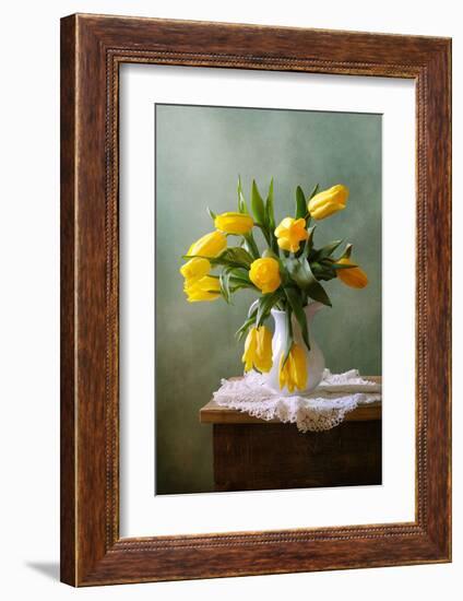 Yellow Tulips in a Vase-null-Framed Art Print