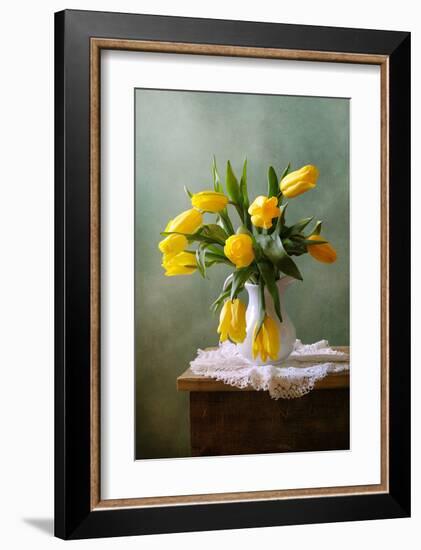 Yellow Tulips in a Vase-null-Framed Art Print