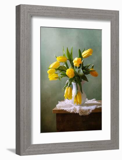 Yellow Tulips in a Vase-null-Framed Art Print