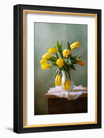 Yellow Tulips in a Vase-null-Framed Art Print