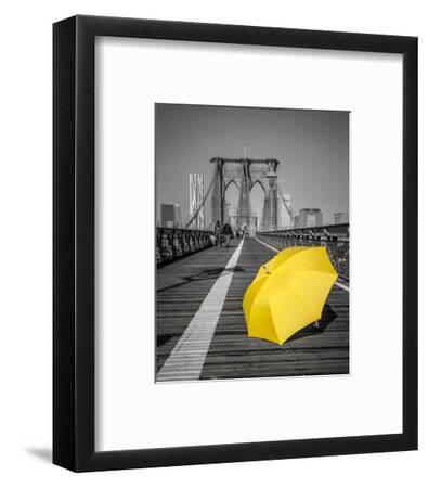Yellow Umbrella Brooklyn Bridge Art Print By Art Com
