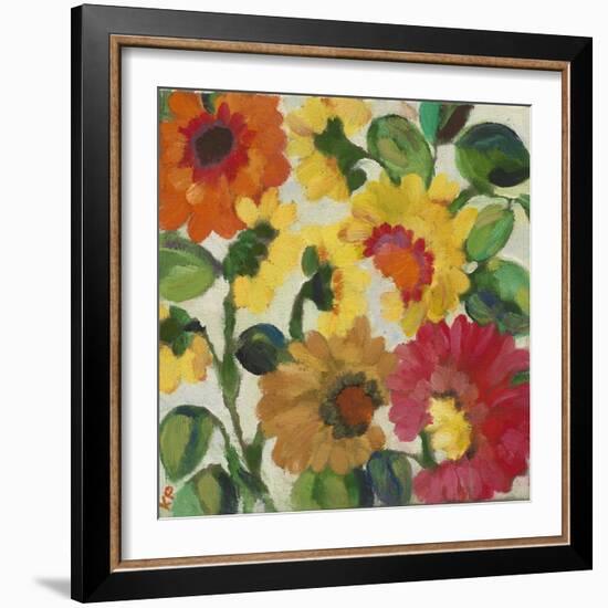 Yellow Zinnias-Kim Parker-Framed Giclee Print