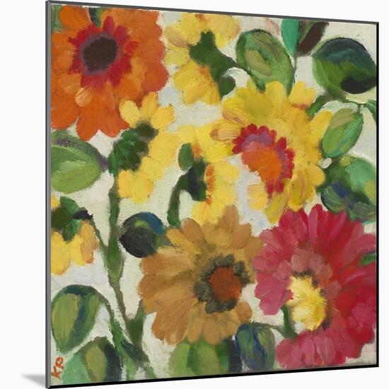 Yellow Zinnias-Kim Parker-Mounted Giclee Print